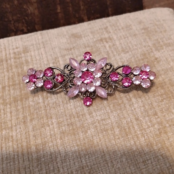 Vintage Pink Fuschia Rhinestone Brooch - Picture 7 of 7